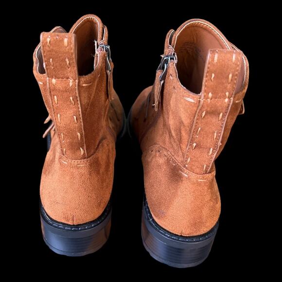 Aerosoles Arezzo Women's Size 10 buckle bootie faux suede brown boot - Picture 5 of 14